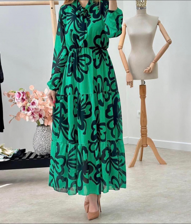 Rochii Dama - Rochie Dama Lunga din Voal Captusit - Model Floral