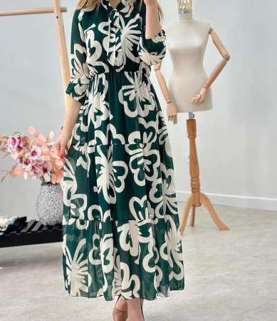 Rochii Dama - Rochie Dama Lunga din Voal Captusit - Model Floral