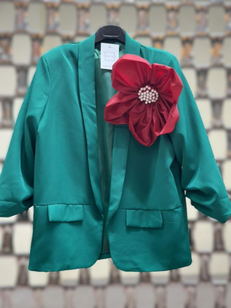 Sacouri Dama - Sacou Damă cu Floare Ornamentală și Perle Aplicate