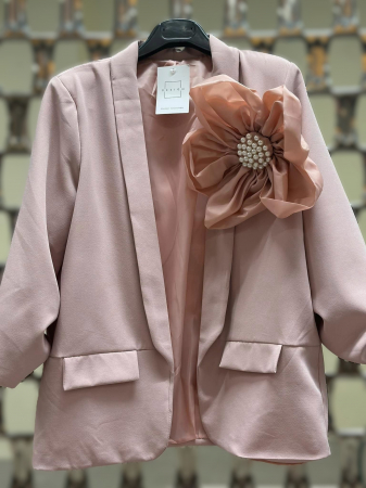 Sacouri Dama - Sacou Damă cu Floare Ornamentală și Perle Aplicate