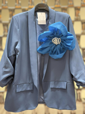 Sacouri Dama - Sacou Damă cu Floare Ornamentală și Perle Aplicate