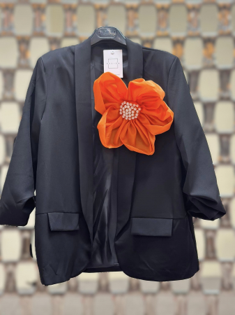 Sacouri Dama - Sacou Damă cu Floare Ornamentală și Perle Aplicate