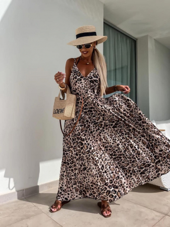 Rochii Dama - Rochie dama lejera model Asimetric - Leopard