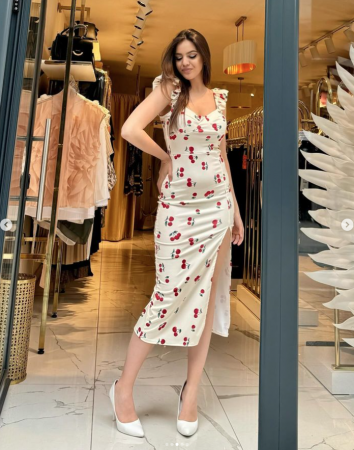 Rochii Dama - Rochie dama model Polka - cirese-alb