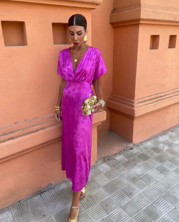 Rochii Dama - Rochie din material strălucitor cu modele florale