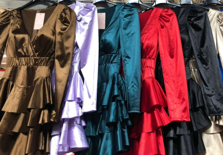 Rochii Dama - Rochie Dama Satin Baby Doll cu Maneca Lunga - Clara