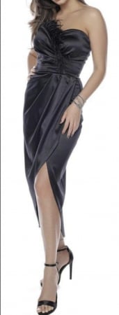 Rochii Dama - Rochie Dama Satin Midi cu Pene - Clara