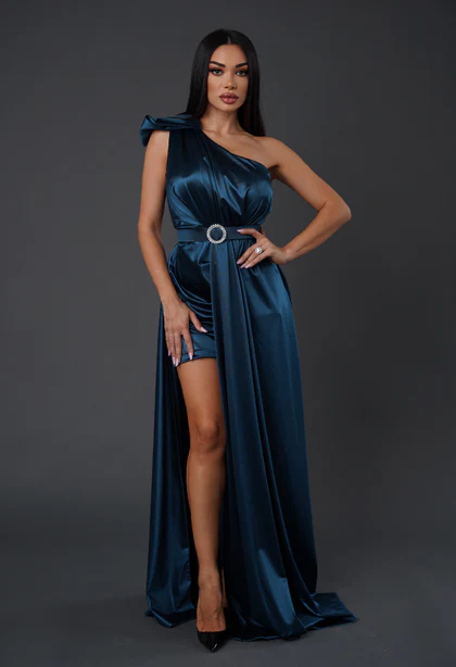 Rochii Dama - Rochie Dama Satin cu Trena - Clara