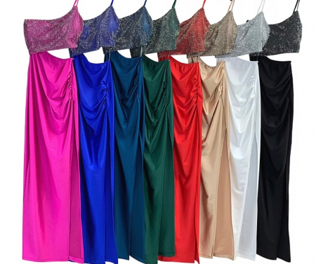 Rochii Dama - Rochie de seara cu cristale si decupaj in zona taliei, Marime S/M