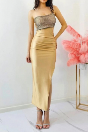 Rochii Dama - Rochie de seara cu cristale si decupaj in zona taliei, Marime S/M