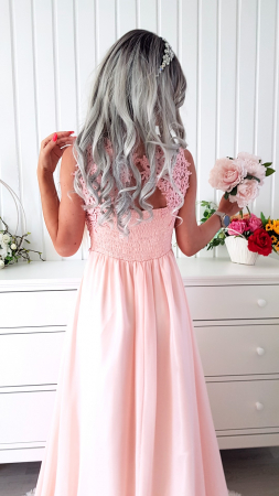 Rochii Dama - Rochie lunga ocazie din voal si dantela