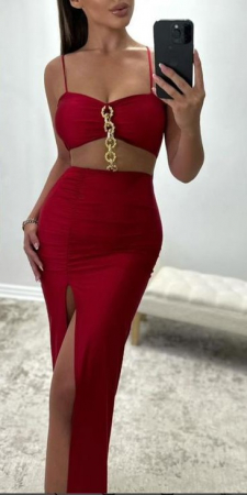 Rochii Dama - Rochie de seara cu zale aurii si decupaj in zona taliei 2