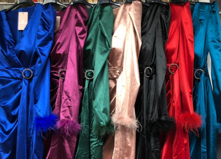 Rochii Dama - Rochie de seara din satin Mara cu decolteu in V