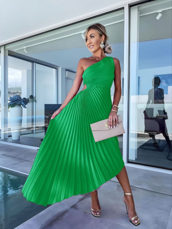 Rochii Dama - Rochie de seara midi Rosie Plisata - verde