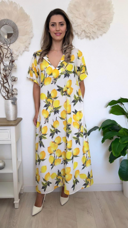 Rochii Dama - Rochie de vara lunga cu buzunare imprimata cu model Fashion