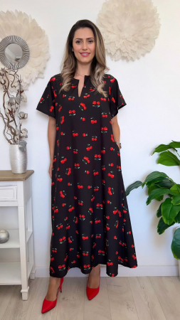 Rochii Dama - Rochie de vara lunga cu buzunare imprimata cu model Fashion