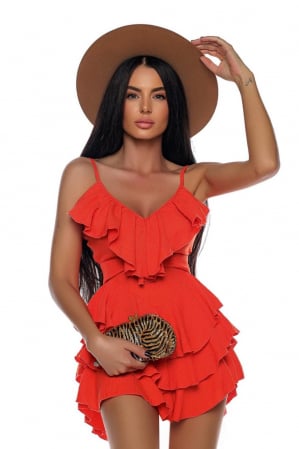 Rochii Dama - Rochie cu volane, decolteu adanc, marime universala, diverse culori - Russian