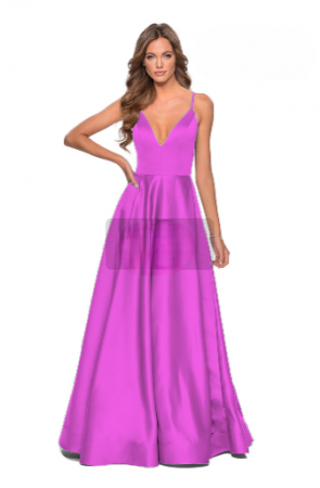 Rochii Dama - Rochie din satin cu decolteu in V - Femme