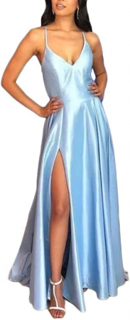 Rochii Dama - Rochie din satin cu decolteu in V - Femme