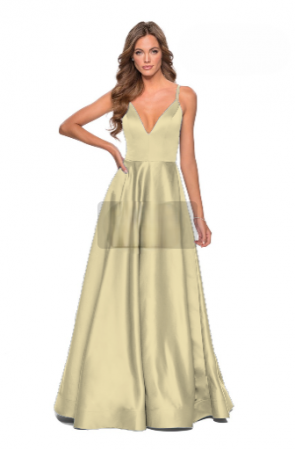 Rochii Dama - Rochie din satin cu decolteu in V - Femme