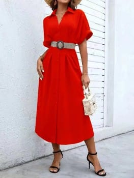 Rochii Dama - Rochie midi casual cu curea - Anca