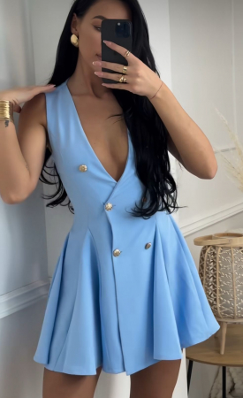 Rochii Dama - Rochie evazata eleganta, fara maneci, marime universala, nasturi aurii, diverse culori