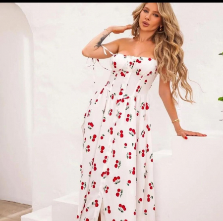 Rochii Dama - Rochie Lunga Model Decupat pe Picior - Positano - stil camasa