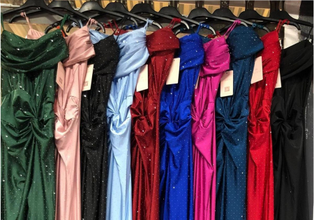 Rochii Dama - Rochie lungă sirenă cu corset și fronseuri drapate – model Victoria din lycra cu strasuri