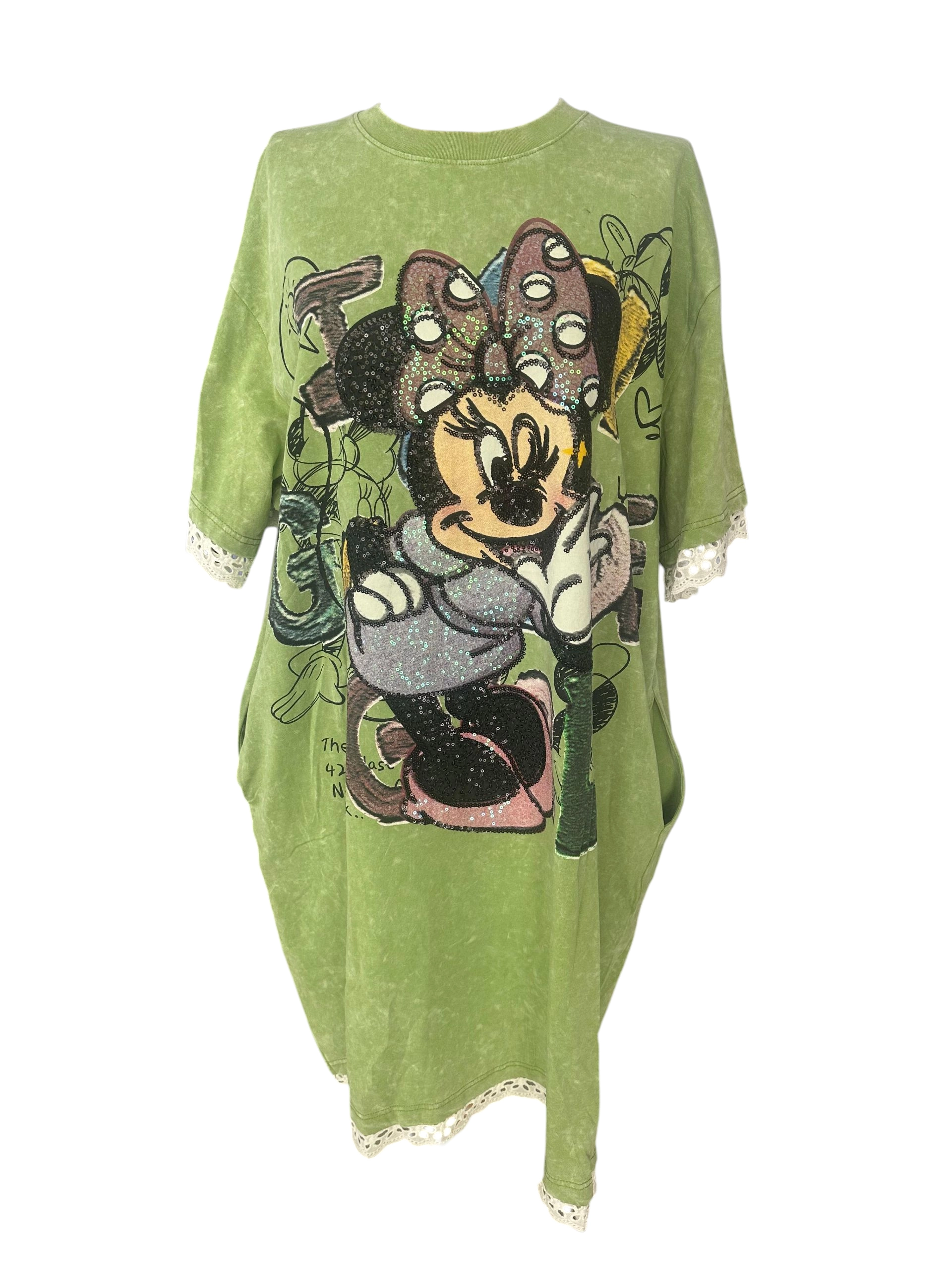 Rochii Dama - Rochie Oversized Din Bumbac 100% Cu Personaj Animat, Marime Universala, Made in Korea