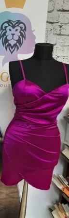 Rochii Dama - Rochie scurta din satin cu bretele