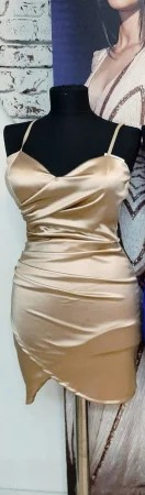 Rochii Dama - Rochie scurta din satin cu bretele