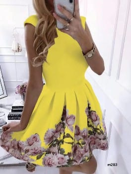 Rochii Dama - Rochie Imprimeu Floral Scurta - Camy