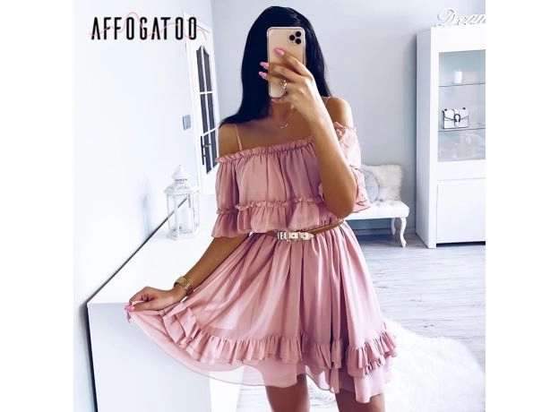 Rochii Dama - Rochie Vara Cu Volane Fara Bretele, Masura Unica, Culori Diverse