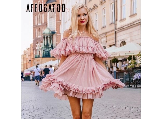 Imbracaminte Dama - Rochie Vara Cu Volane Fara Bretele, Masura Unica, Culori Diverse