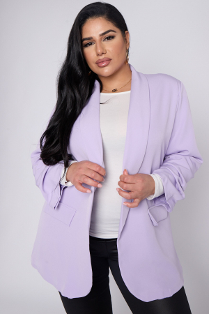 Sacouri Dama - Sacou Plus Size cu Maneca Incretita si Detalii de Buzunare