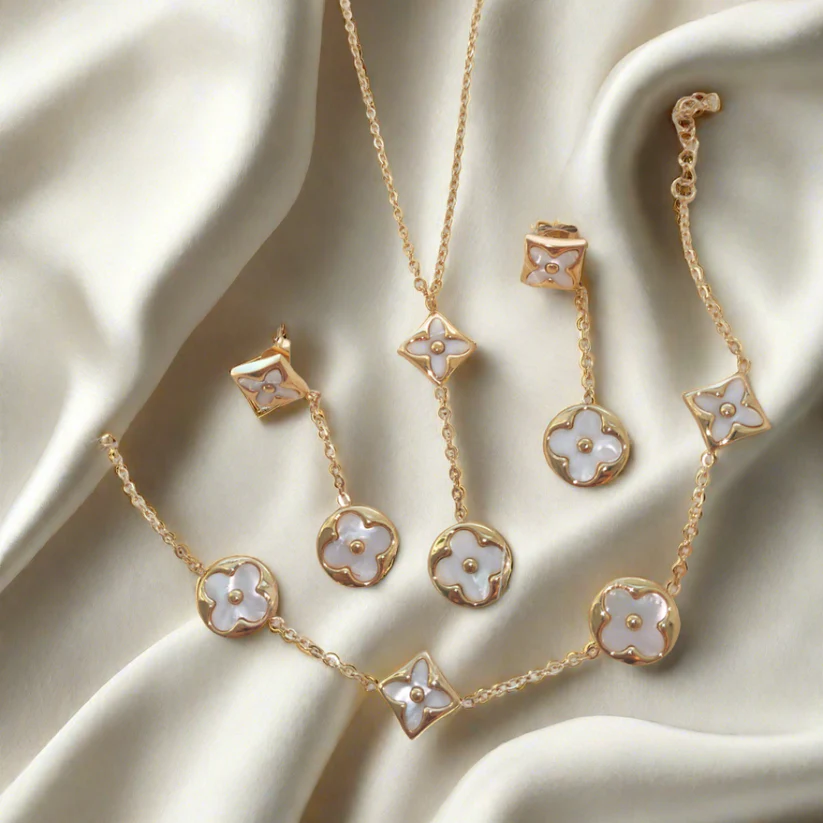 Set bijuterii - Set din otel cu colier, cercei și bratara, auriu - SET042