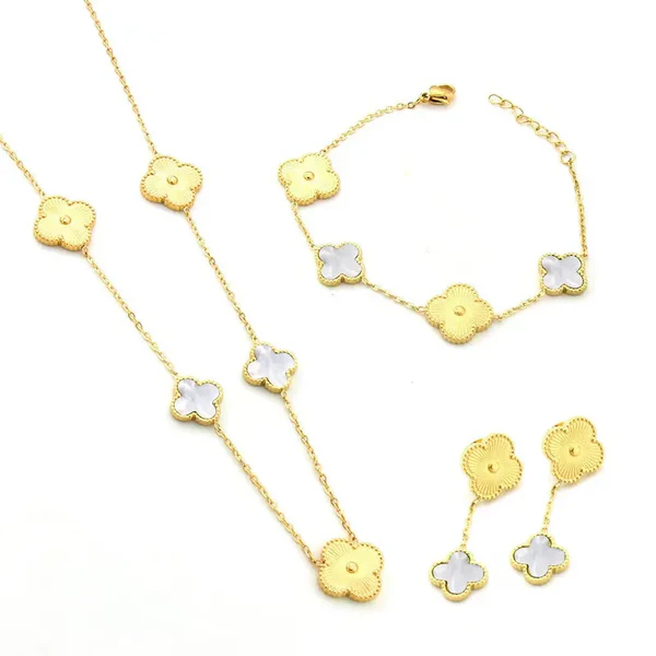 Set bijuterii - Set din oțel cu colier, cercei și brățară auriu - SET041