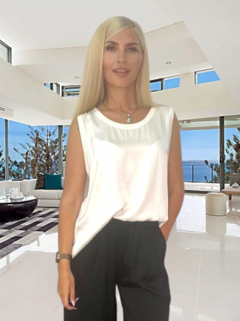 Bluze Dama - Top dama cu cu aspect matasos fara maneci - Silky