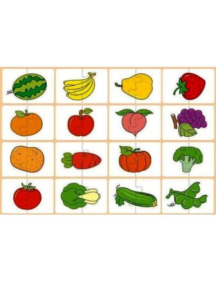 Cartonase de asociere din doua piese, 16 imagini, 32 piese, legume si fructe, multicolor, +3 ani [2]