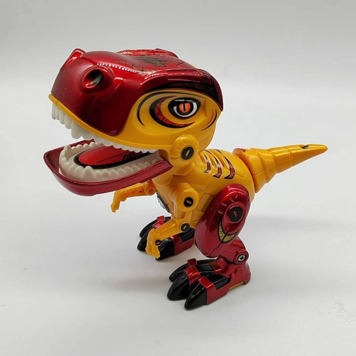 Figurina Dinozaur din Metal, Misca capul si coada, Lumini si sunete realistice, 12cm [1]