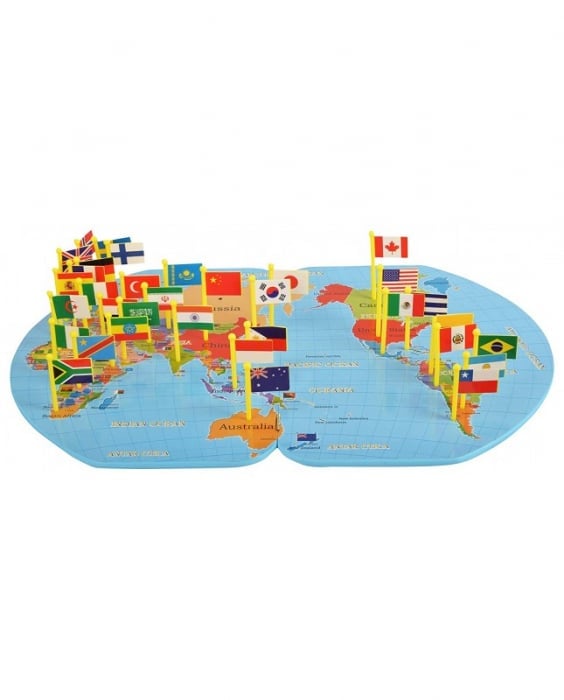 Jucarie educativa Montessori- Harta lumii cu stegulete [6]