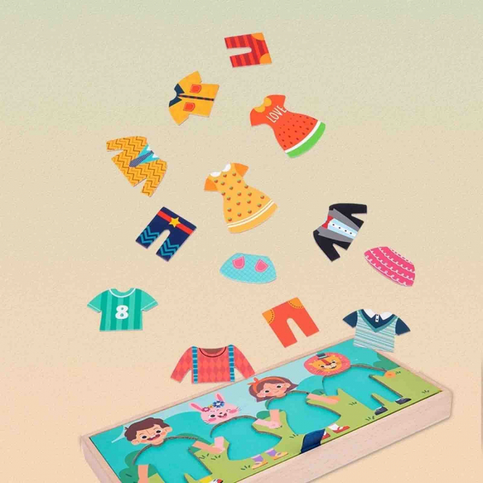 Joc 2 in 1- Puzzle incastru şi asociere ''Imbraca hainele" şi ''Intinde hainele" - DRY CLOTHES [3]