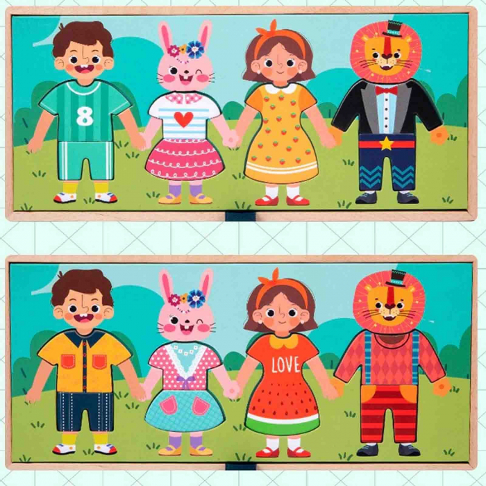 Joc 2 in 1- Puzzle incastru şi asociere ''Imbraca hainele" şi ''Intinde hainele" - DRY CLOTHES [6]