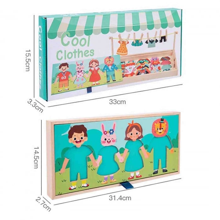 Joc 2 in 1- Puzzle incastru şi asociere ''Imbraca hainele" şi ''Intinde hainele" - DRY CLOTHES [4]