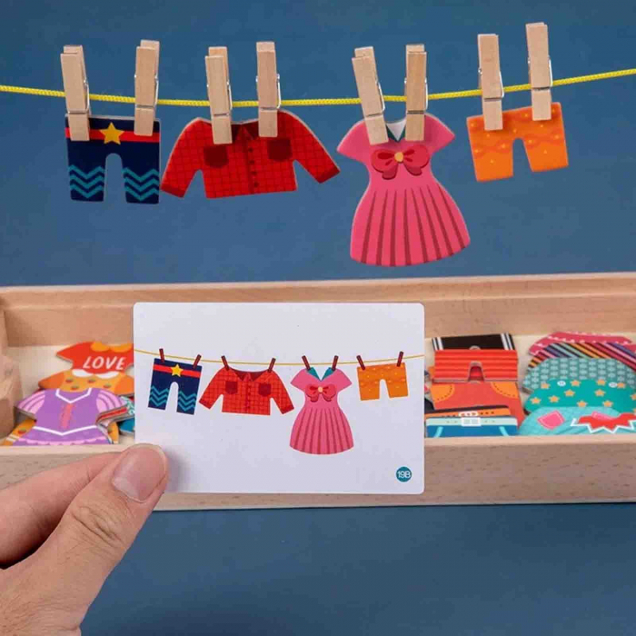 Joc 2 in 1- Puzzle incastru şi asociere ''Imbraca hainele" şi ''Intinde hainele" - DRY CLOTHES [2]