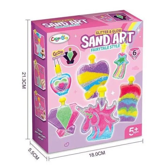 Joc de creatie Sand Art- Nisip colorat cu 6 sticlute, 5 ani+ [3]