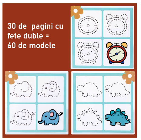 Joc de desen Montessori, 60 de modele reutilizabile, 3 ani [4]