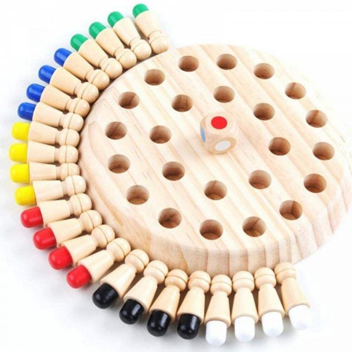 Joc de memorie pentru copii, tip sah cu 24 pioni, din lemn, Memory Chess, 3 ani+ [2]