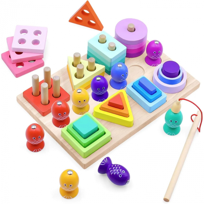 Joc educativ Montessori 3 in 1 din Lemn pentru copii [1]