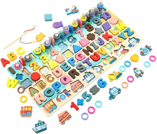 Joc logaritmic multifunctional din lemn 7 in 1 Montessori, 3 ani [1]